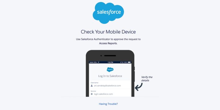 Screenshot of Multi-Factor Authentication in Salesforce